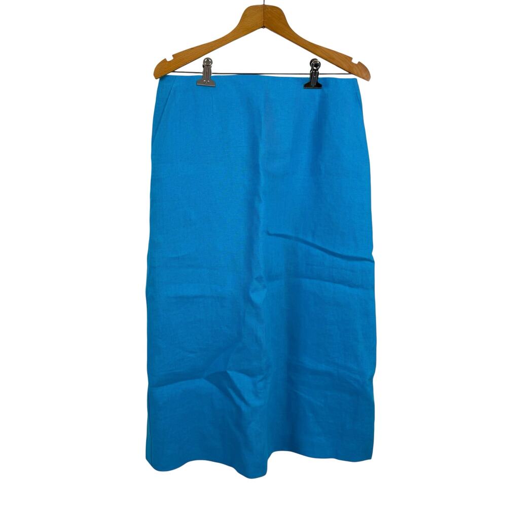 Vintage 90s Talbots Women Irish Linen Midi Skirt Size 12 Coastal Preppy Office